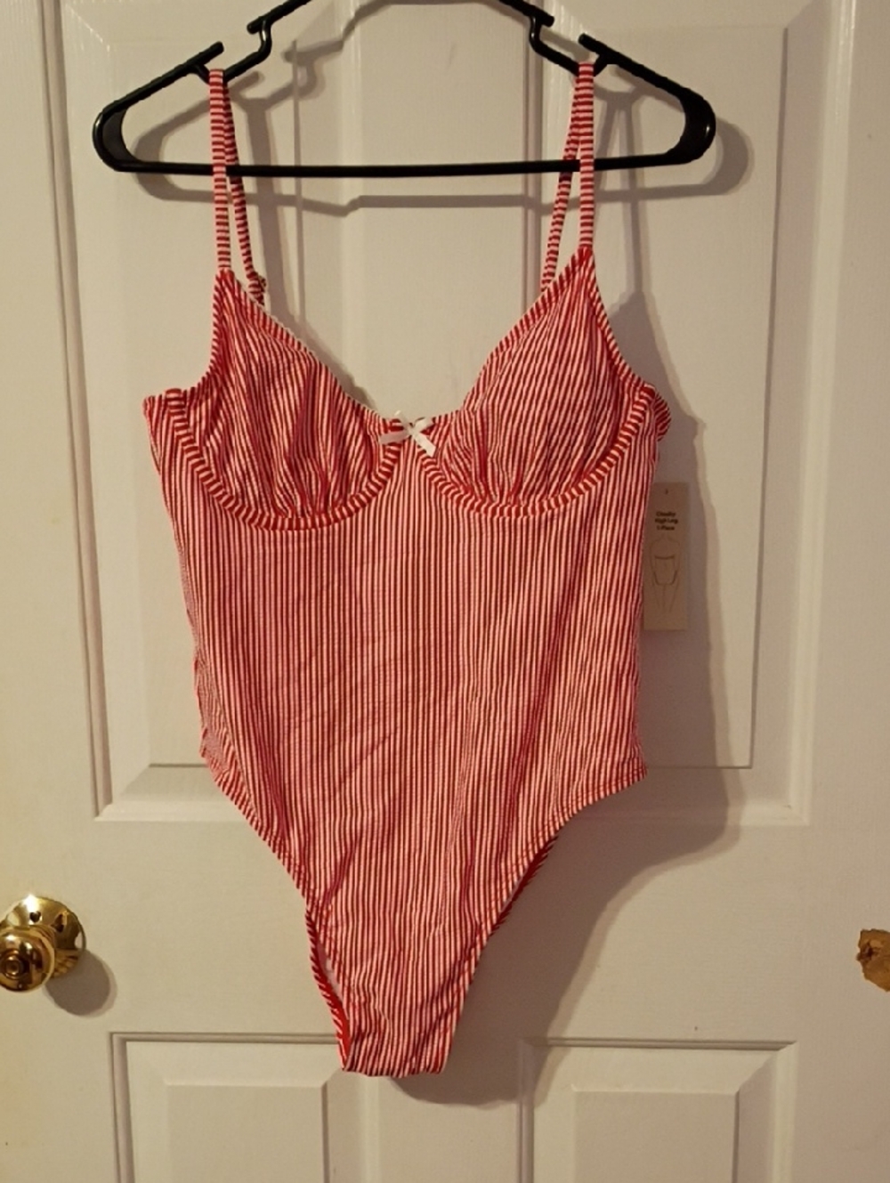 New No Boundaries Red & White Striped One-Piece Swimsuit